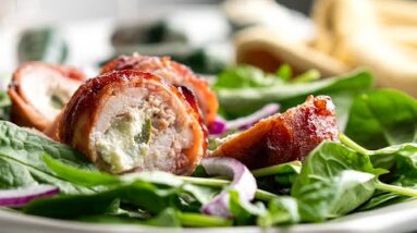 Keto BBQ Chicken Poppers [Bacon-Wrapped & Spicy]